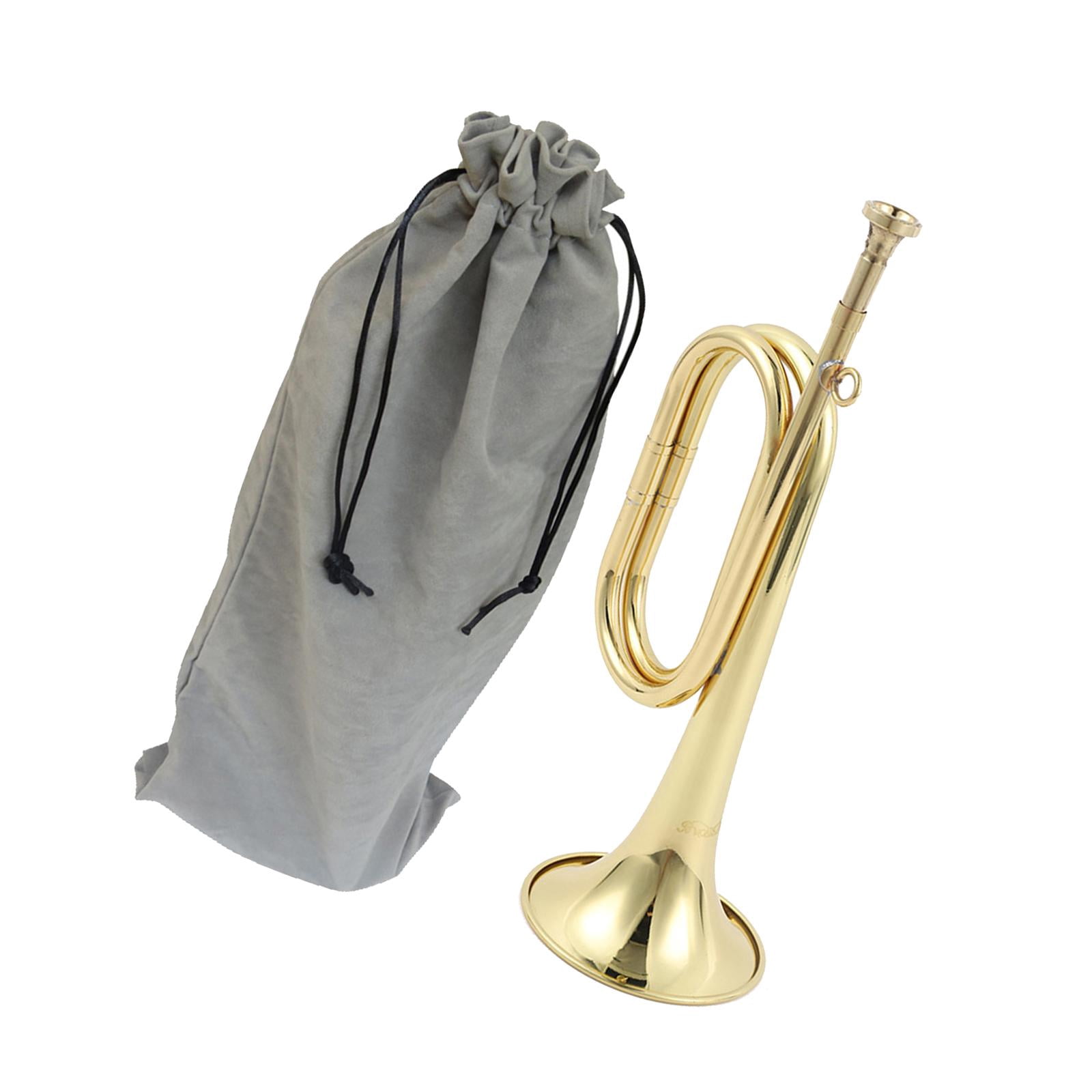 Scout Bugle Brass Bugle Music Instrument Classic Style with Mouthpiece Cavalry Trumpet Marching Bugle for Orchestra Band Adults B