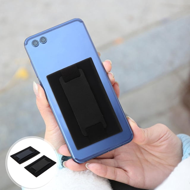IFANLANDOR 2Pcs Phone Grip Phone Card with Rectangular Shape in Black PU Material