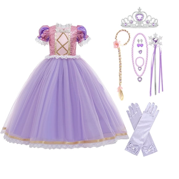 HAWEE Deluxe Raiponce Déguisement de Princesse pour Filles Costume de Princesse Sofia Fête Chic Cosplay Costume d'Halloween