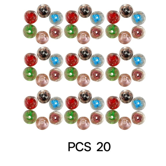 DESIGNICE 20 Pcs 10mm Fluorescent Glass Beads Big Hole Charms Diy Round Glass Beads Strands for Jewelry Craft Making Mixed Colors