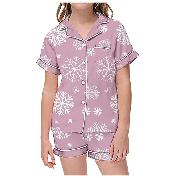 FhsagQ Pajamas Girls Christmas Pajamas 3T-4T Christmas Kid's Summer Homewear Boys Girls Printed Short Sleeve T Shirt Short Pants Pajamas Suits Children's Clothing 8-9 Years