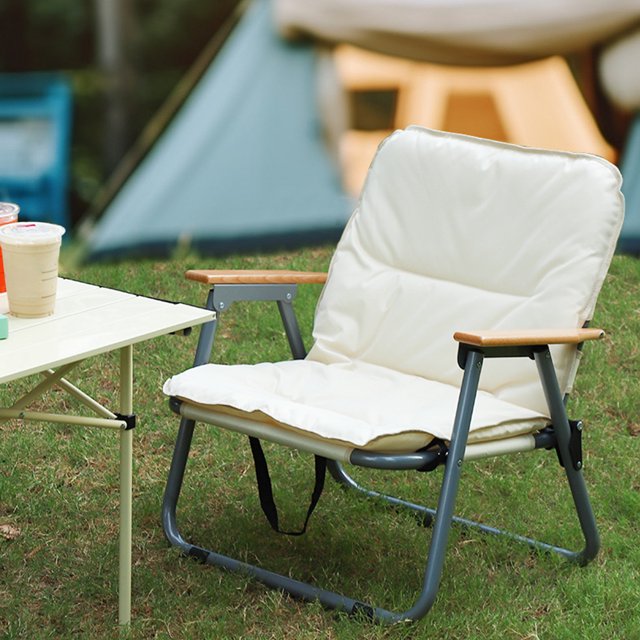 Chaise Simple Pliante de Camping Extérieur, Fauteuil Inclinable de Plage Portable avec Coussin, Léger