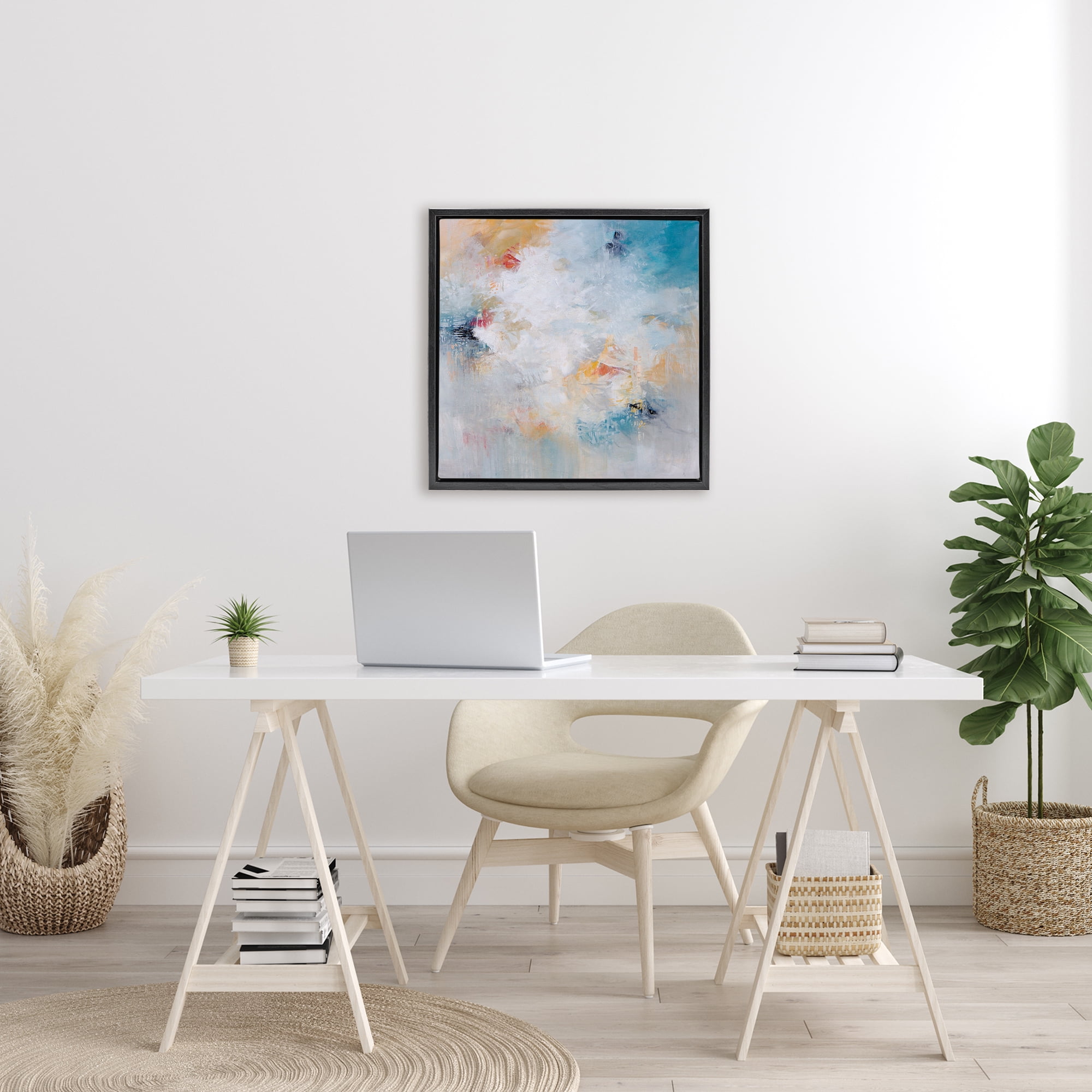 Veiled Dance Abstraction Black Framed Floater Canvas Wall Art, design by Karen Hale