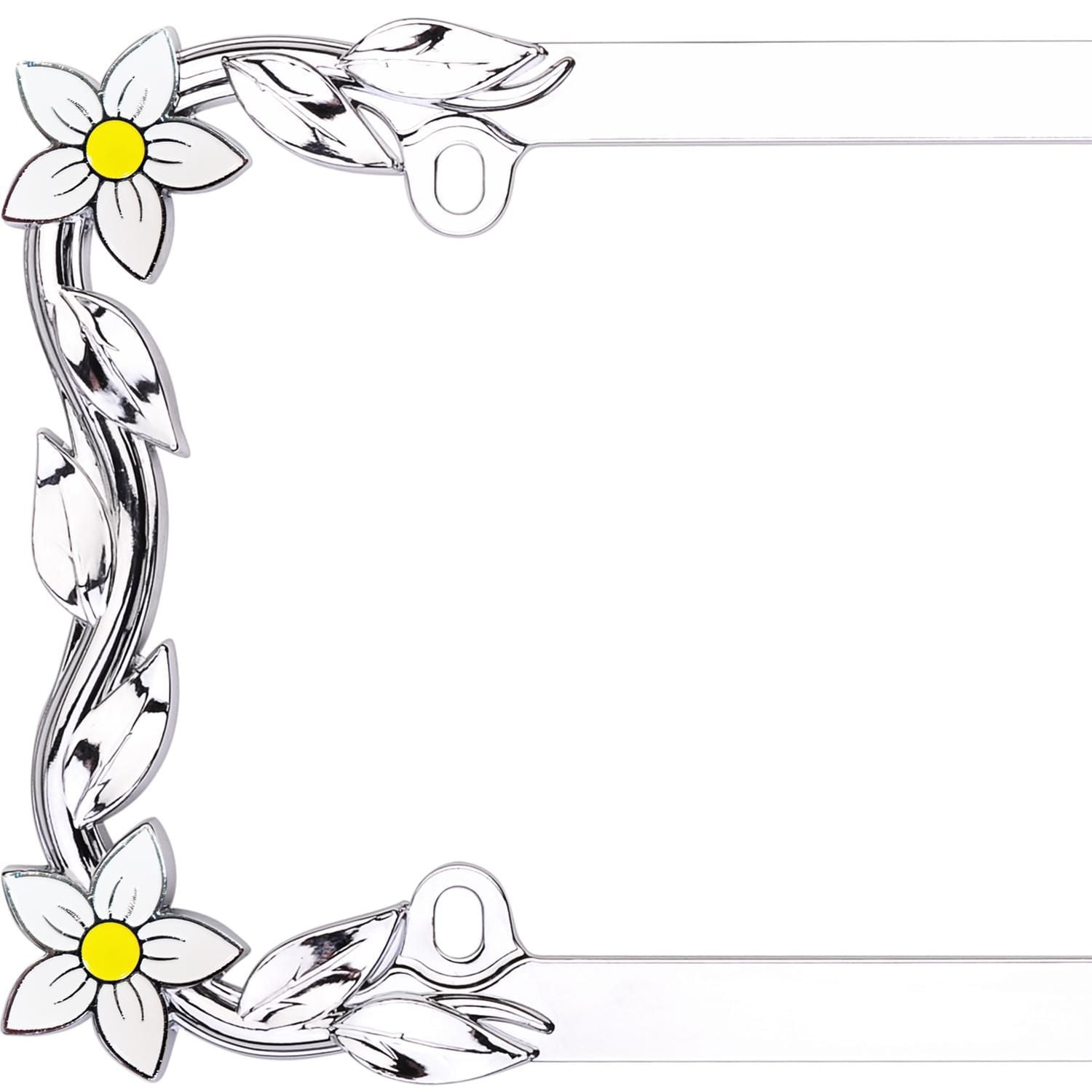 Cruiser Accessories Daisy License Plate Frame, Chrome/Painted, Fits 32x17cm License Plate