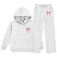 thumbnail image 2 of Amidoa Girls Sweatsuits 2pcs Sets Fall Winter Clothes Fleece Soft Tracksuit Cute Hoodie and Wide Leg Sweatpants Casual Kids Back to School Outfits White Size 9-10 Years, 2 of 6