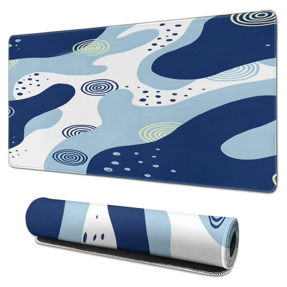 Tapis de Souris Camouflage Rivière Bleue Imperméable, Caoutchouc+multispandex Antidérapant pour Bureau Maison Jeu 31.5x15.7 Pouces