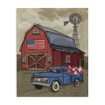 Stupell Industries Vintage Americana Barn Patriotic Painting Wrapped Canvas Art Print Wall Art, 24 x 30