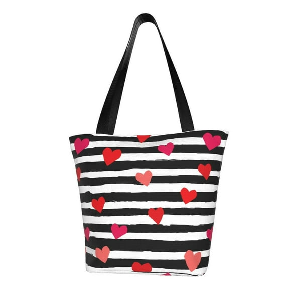 Salouo Hearts And Lines1 for Shoppers Tote for Women Foldable Handbags with Big Capacity Casual One-Shoulder Shopping Bag Hobo Bags Fit for Office/Shopping/Park