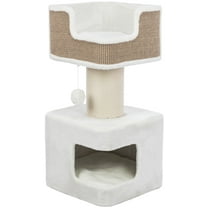 TRIXIE Ava XXL Jute & Plush 2-Level 34" Cat Tree with Scratching Post & Condo, Brown