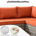 thumbnail image 6 of Vcatnet 6 Pieces Patio Furniture Outdoor Sectional Sofa Wicker Conversation Set with Coffee Table for Garden,Poolside,Orange red, 6 of 8