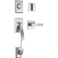 thumbnail image 1 of Ensemble de Poignées de Porte d'Entrée, Ensemble de Serrure de Porte d'Entrée en Nickel Satiné, Ensemble de Poignées d'Entrée avec Serrure, Pêne Dormant à Cylindre Simple et Poignée à Bouton, Réversible pour Portes Droitier et Gaucher (Antique_, 1 of 8
