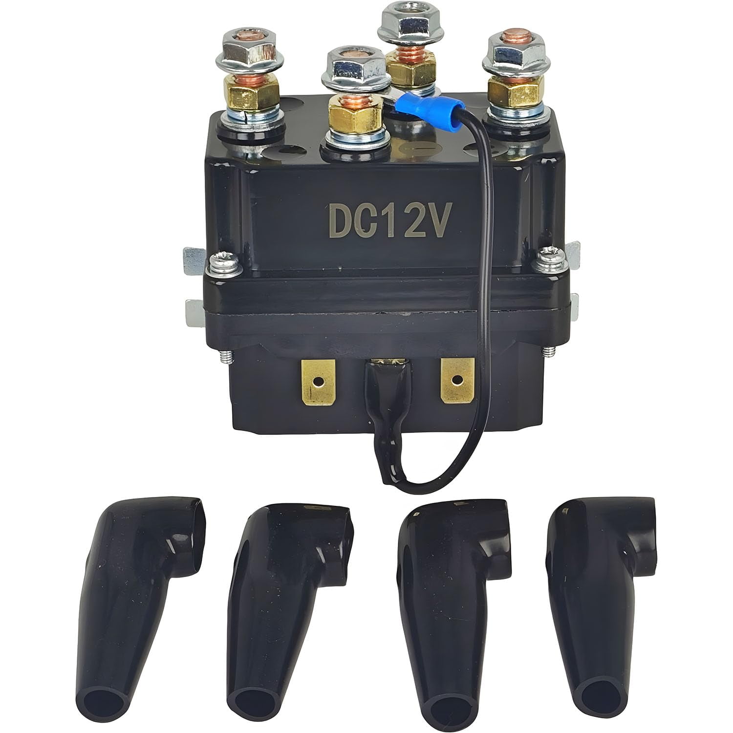 12V 250A Winch Solenoid Relay Contactor 500A Pre-Wired for 3000-5000lbs ATV UTV SUV Truck Boat 4x4 Vehicle 4WD Dump Trailer Plow Control Reversing Recovery Switch Motor w/Mount Bracket Jumper 2-Wire