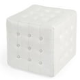 thumbnail image 1 of Butler Leon White Leather Ottoman, 1 of 8