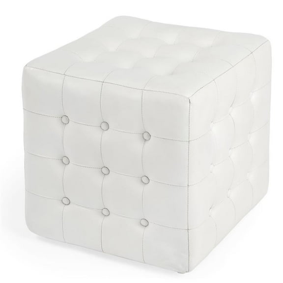 Beaumont Lane White Leather Ottoman