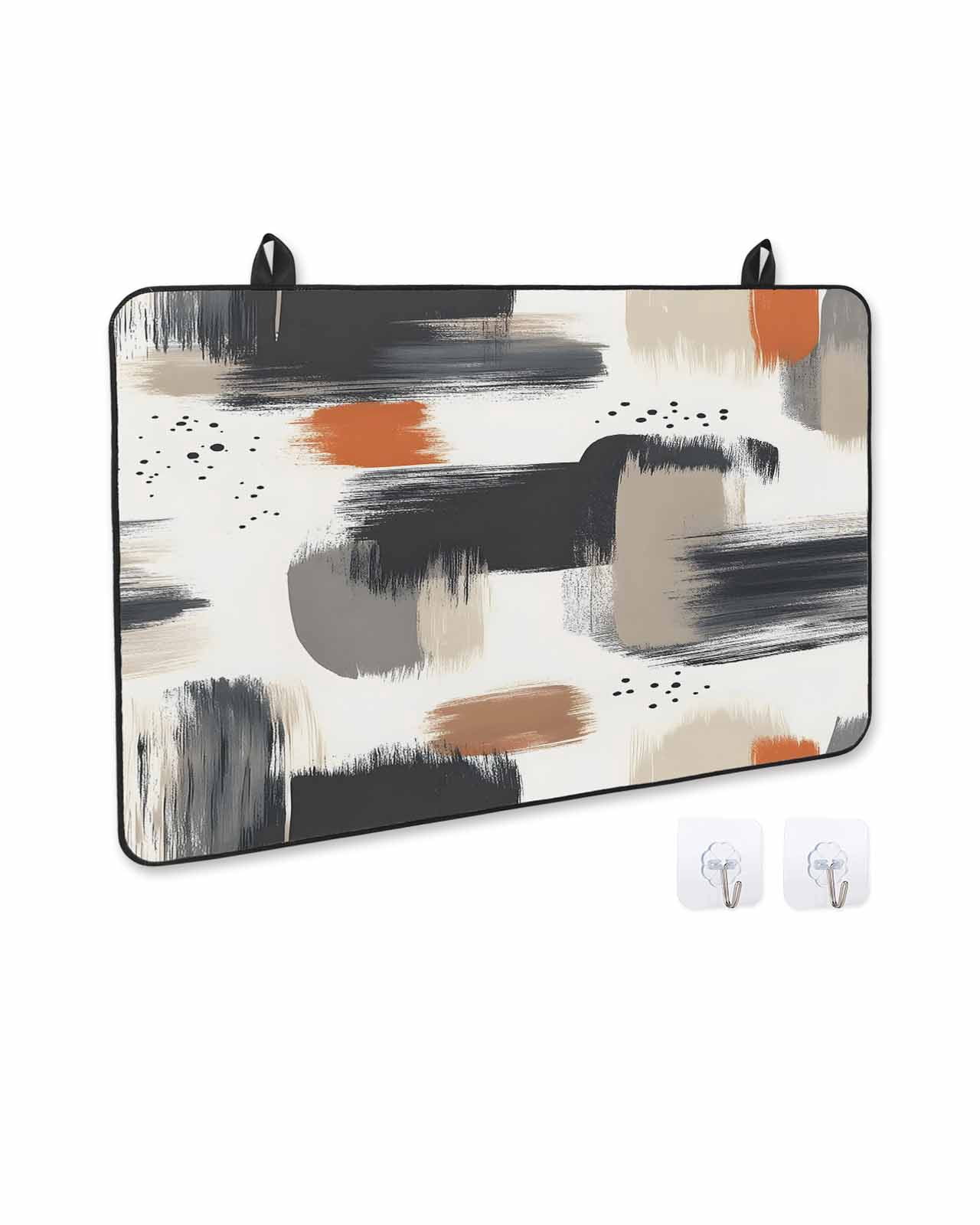 nqOlkjepod Large Induction Cooktop Protector Mat 24"x21", Black Khaki Stove Top Covers for Electric Stove, Geometric Abstract Retro Art Aesthetic Stove Burner Cover Mats, Glass Top Stove Cover