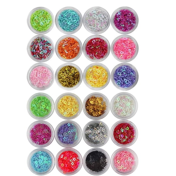 Minejin Nail Art Glitter 3D corazón lentejuelas encantos recorte estrella Slime copos para uñas cara ojo Slime 12 colores
