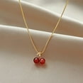 thumbnail image 2 of New Wine Red Cherry Gold Color Pendant Necklace for Women Personality Fashion Necklace Wedding Jewelry Birthday Gifts (Silver Tone,1 pc), 2 of 7