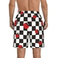 thumbnail image 3 of KLL Ladybugs Of Black And White Checkers Men's Casual Summer Beach Shorts Hawaiian Shorts with Pockets-XX-Large, 3 of 5