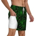 thumbnail image 3 of Picia Green Bright Web with Spiders pattern Mens Swim Trunks with Compression Liner Stretch Beach Shorts Quick Dry with Zipper Pockets No-Chafing Board Shorts-Medium, 3 of 9