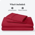 thumbnail image 3 of Bare Home Ultra-Soft Fitted Sheet + Pillowcase Set - Premium 1800 Collection - Deep Pocket - Split King, Red, 3 of 8