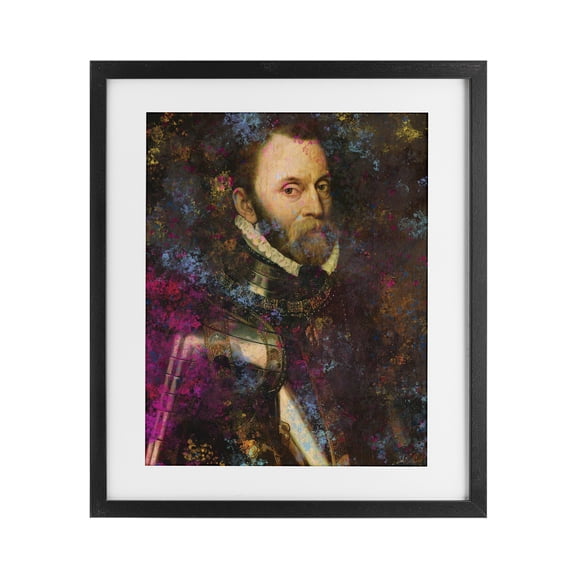 Stupell Industries Glam Dappled Royalty Portrait Black Framed Print Under Glass, 13 x 16, by Sarah Adams