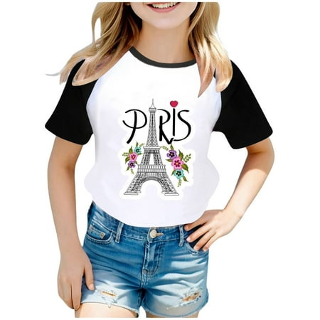 

Tops for Teens Men S Women S Wear City Tourism Commemorative Print Raglan Sleeve Color Block Cute Tops for Teen Girls