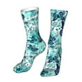thumbnail image 6 of Xecao Blue Floral with Butterflies Print Fashion No Heel Casual Crew Socks Cushioned Breathable for Men Women - Moisture wicking,Not easy to fade Suitable for daily, 6 of 7