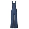thumbnail image 6 of SELONE Dressy Jumpsuits for Women Casual Summer Denim Wide Leg Jean Bandage Long Pant Sleeveless Ladies Travel Comfortable Vacation Flowy Rompers Jumpers and Rompers Casual Solid Color Blue XL, 6 of 9