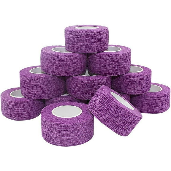 Vet Wrap Tape for Skin Bandage Tape Vet Tape 1 inch x 12 Pack Purple Cohesive Bandage Fabric Self Sticking Bandage Wrap Self Adhering Bandage Waterproof Wrap Bandage Self Adhesive Tape