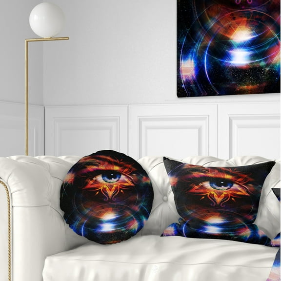 Designart Woman Eye with Fractal Star - Floral Throw Pillow - 12x20