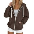 thumbnail image 2 of vigerakr Women's Full Zip Up Hoodie Long Sleeve Hooded Sweatshirts Pockets Jacket Coat for Women (Coffee, M), 2 of 7