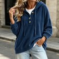 thumbnail image 4 of Pounoo Hoodies for Women Pullover Hooded Henley Button Long Sleeve Corduroy Texture Tops for Women Loose Fit Y2K Trendy Boho Womens Tops, 4 of 9