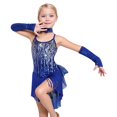thumbnail image 2 of OOOUM Shine Girls Performance Party Dress Sequin Appliques Tassel Dance Dresses Kids Stage Performance Outfits Sets Blue 4-5 Years, 2 of 4