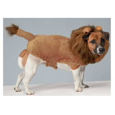 Fuzzy Lion Dog Costume Halloween Outfit Plush 3D Fur Mane and Tail Choose Size