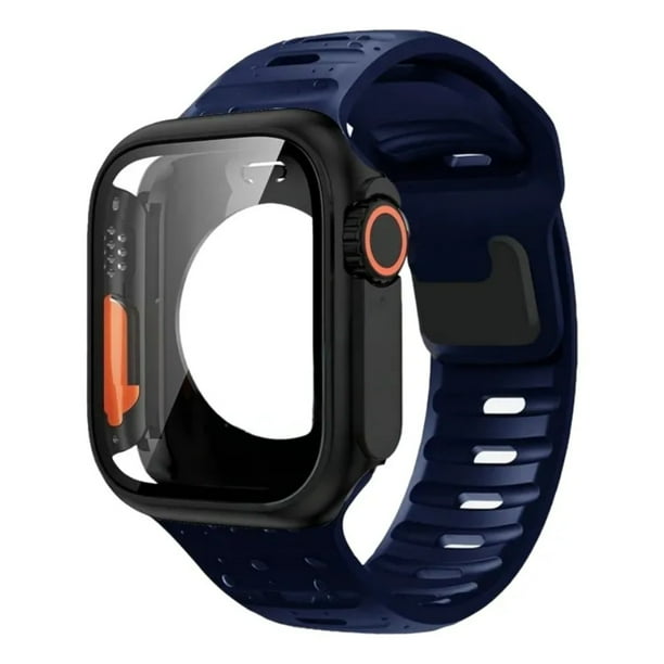 Correa de Silicona Deportiva con Case 360 de Vidrio Templado para Apple Watch