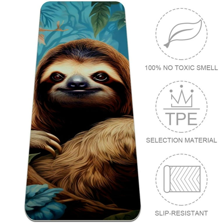 Sloth Pattern TPE Yoga Mat for Workout Exercise Eco friendly Non slip Fitness Mat