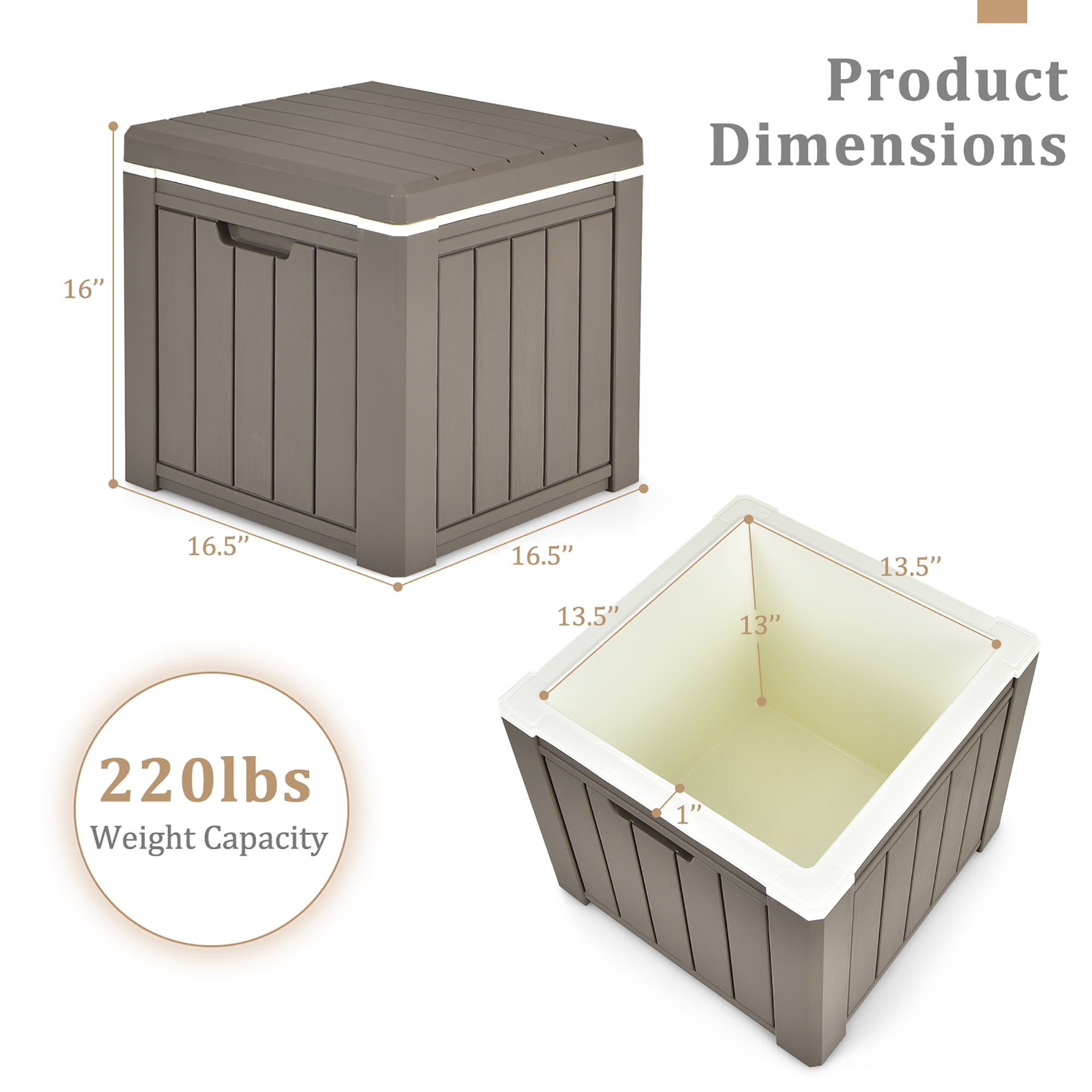 Costway 10 Gallon Ice Cooler w/ Built-in Handles and Detachable Lid Brown