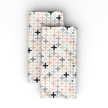 

Cotton Sateen Dinner Napkins (Set of 2) - Cross Plus Geometric Pastel Blush Peach Print Cloth Dinner Napkins by Spoonflower