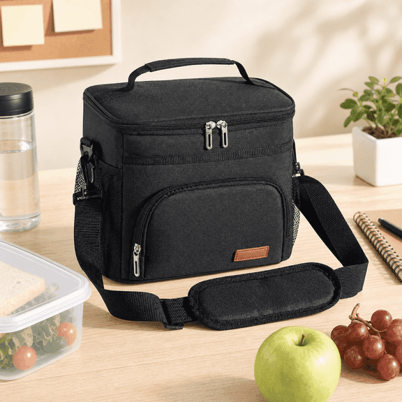 Insulated Lunch Bag for Men – Leakproof Soft-Sided Cooler with Adjustable Shoulder Strap, Collapsible Design for Work, Travel, and Picnics, Black