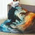 thumbnail image 6 of Honeii Red And Blue Flame Wave Dragon Print Fleece Blanket - Throw Blanket for Bed, Sofa, Couch, Camping, and Travel , Microplush Ultra Soft Warm Blanket-60"x50", 6 of 7
