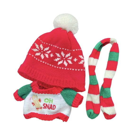 Suéter de Navidad para muñecas de moda, 3 uds., con sombrero, bufanda, accesorios de disfraz, ropa hecha a mano para muñecas de 8 pulgadas