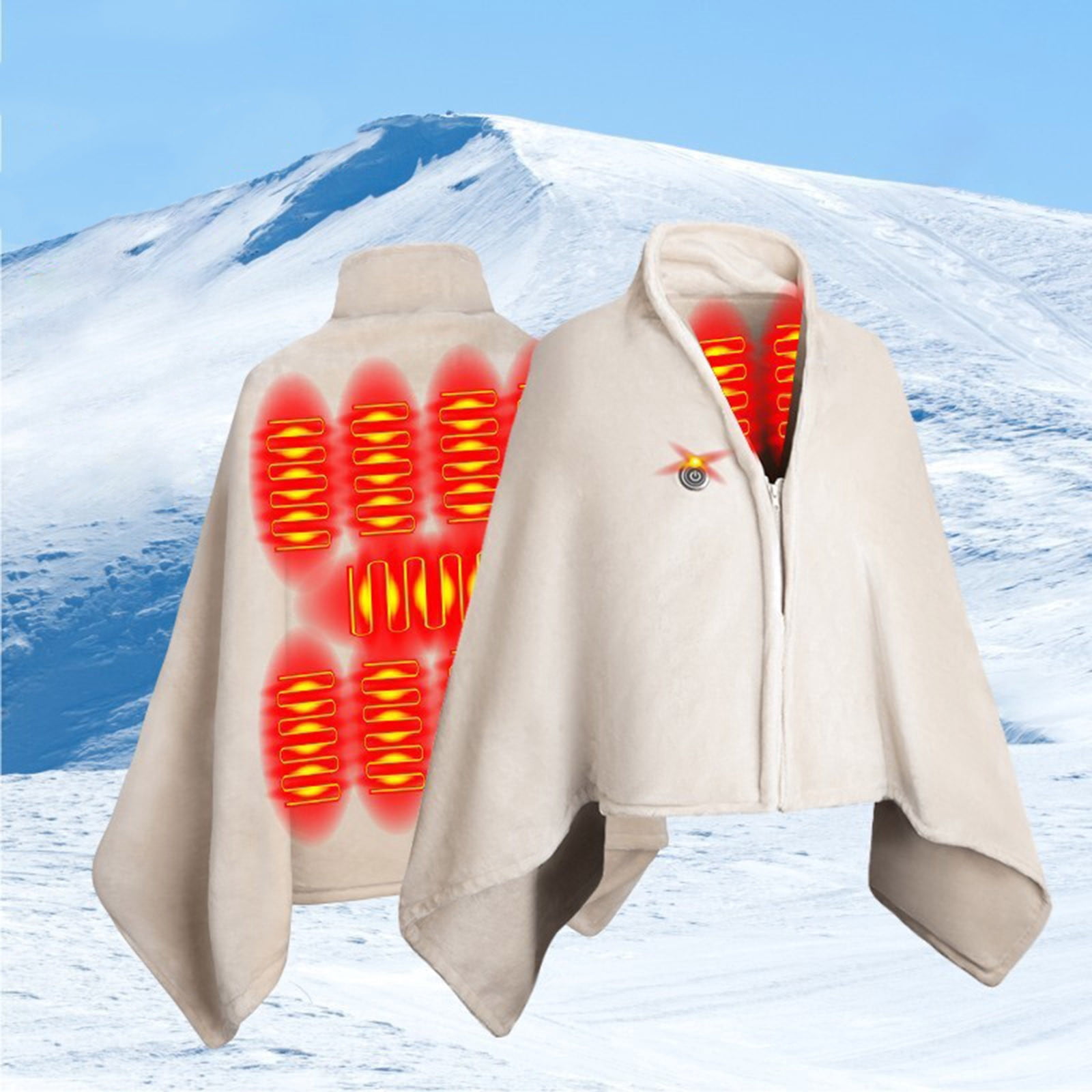 Portable Heating Blanket, USB Heated Shawl for Outdoor Camping and Office Use, Fast Heating Technology, Washable Warm Body Blanket with Adjustable Temperature Settings