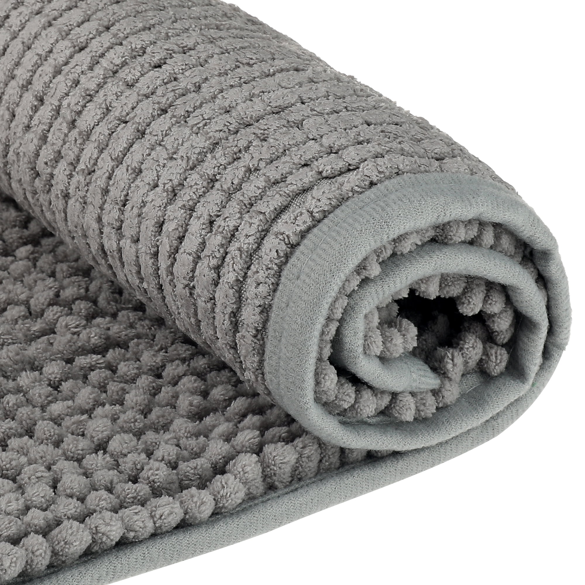 Unique Bargains 2 Pcs Plush Fluffy Extra Thick Mat Grey/Pink 16" x 24"