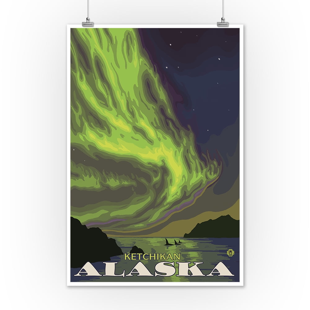 Northern Lights and Orcas Ketchikan, Alaska LP Original Poster