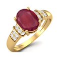 thumbnail image 2 of 1.81 Ct Oval Ruby Glass Filled 925 Sterling Silver Gold Vermeil Valentines Day Gifts Ring Dainty Side Stone Valentines Day Gifts Ring, 2 of 3