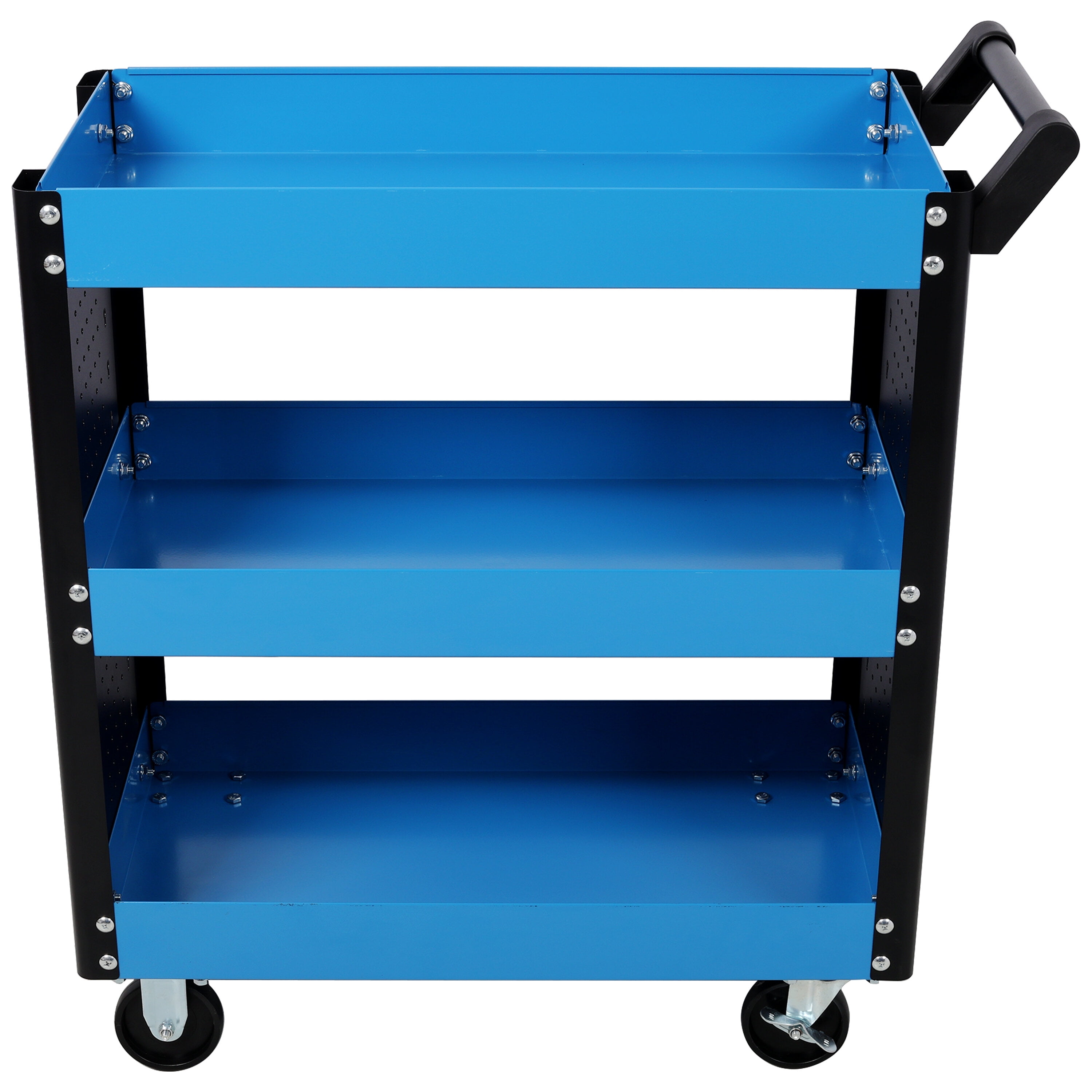 Tool Cart, 3 Tier Rolling Tool Cart on Wheels,Heavy Duty Utility Tool Cart with Pegboard for Repair Shop, Garage, Warehouse,Blue, Blue Tool Storage Cart,Steel Mechanics Tool Cart