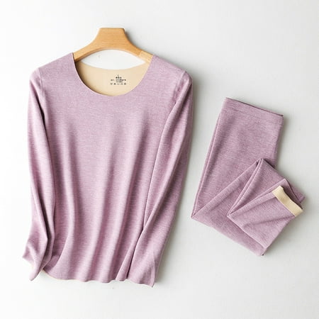

2022 Autumn And Winter New Colorful Thermal Underwear Set Women AB Face Ladies Autumn Pants Warm Clothing Lavender Purple L