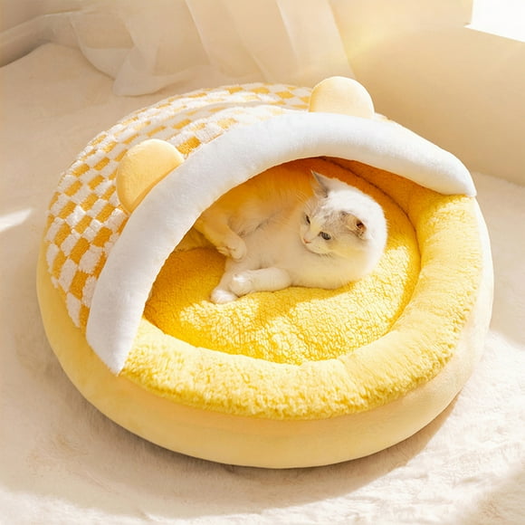 Caseta para perros plegable de interior, suave, cálida, con cojín para perros pequeños, medianos y grandes.