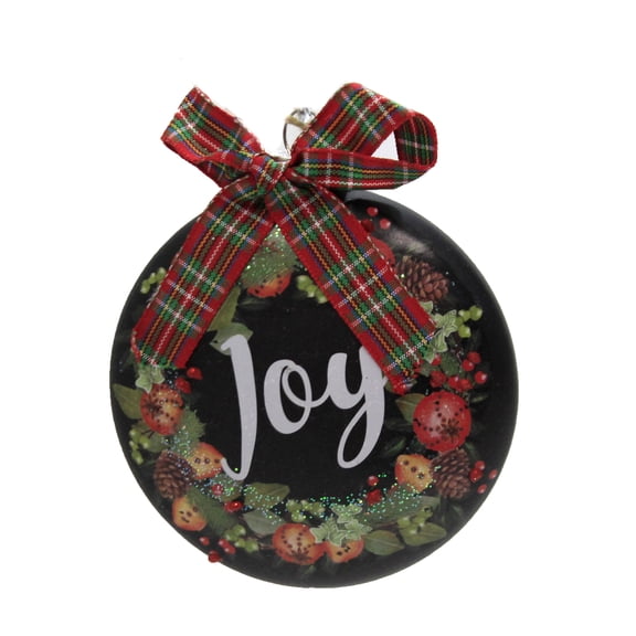 Holiday Ornament Chalkboard Wreath Ornament Glass Berries Joy 6006868
