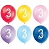 Latex Chalk Design Number 3 Balloons, Assorted, 12 in, 6ct